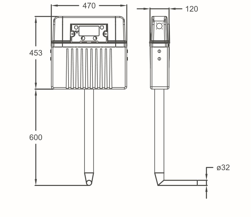 Ada Dual Flush Concealed Cistern in Wall System for Squatting Pans 120 ...